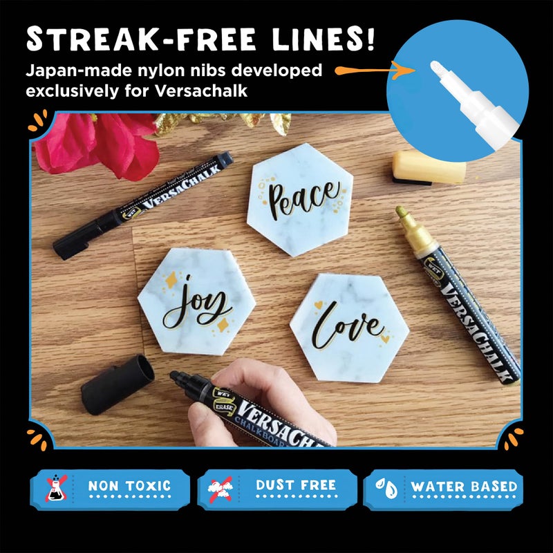 VersaChalk White Liquid Chalk Markers, Set of 4-3mm Tip - Image 4